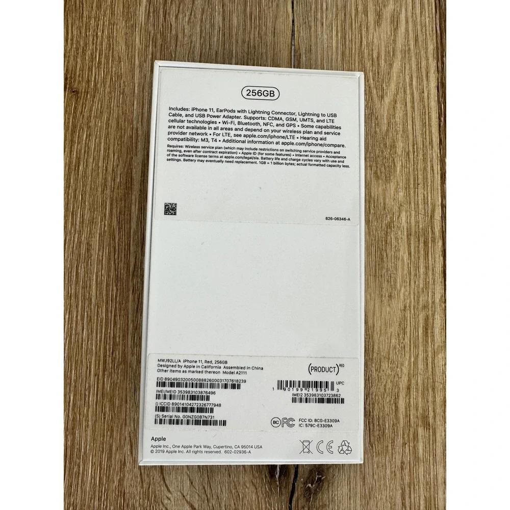 Apple iPhone 11 Red 256GB‎ Box Only